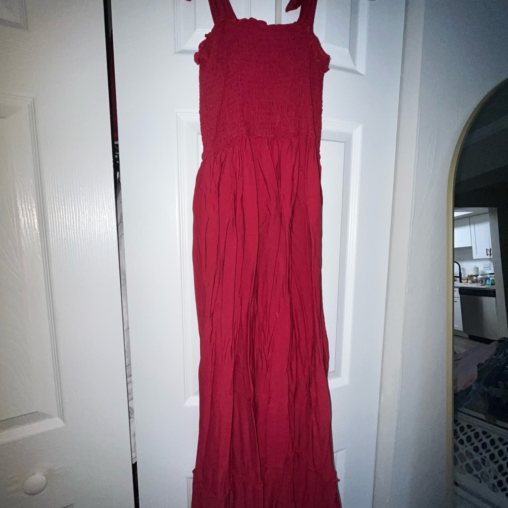 Red Maxi Dress with Tie Straps